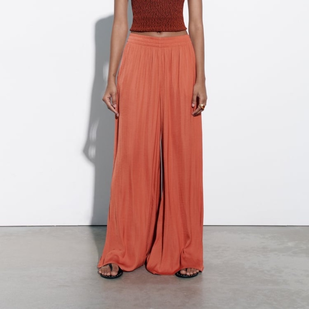 ZARA FLOWY WIDE LEG PANTS | Copper color